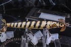 Eger White Black Stripes Dillinger Double Spinner Wood Fishing Lure