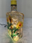 Floral Sunflower Hand Painted Lighted Stained Glass Bottle