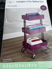 Lexington 3-tier Rolling Cart By Simply Tidy    In Berry Color