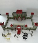 Vtg Louis Marx Tin Lithograph Medieval Castle Fort Playset Knights Horses   More
