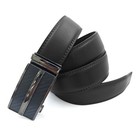 Genuine Leather Mens Ratchet Belt Belts For Men Adjustable Automatic Buckle