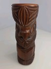 Vintage Hand Carved Wooden Maori Tiki New Zealand Wood Paua Shell Polynesian