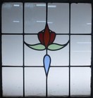 Simple Floral Midsize Old English Leaded Stained Glass Window 23 5  X 24 75 