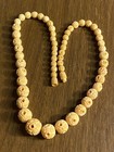 Vintage Hand Carved Hollow Bead Necklace 18 