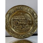 Vintage Brass Finish Wall Plates Set Embossed Scene England Home Decor