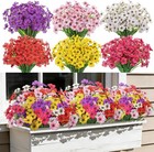 24 Bundles Artificial Flowers For Outdoors Uv Resistant Silk Fake Flowers Faux