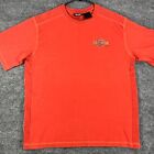 Harley-davidson Shirt Mens Large Orange Short Sleeve Classic Logo On Back