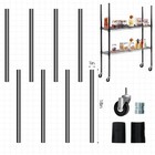 Set Of 4 Wire Shelving Poles With 50 Pcs Plastic Shelf Clips Chrome Posts Wit   