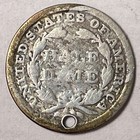 1858 Seated Liberty Half Dime Good G Coin  Holed  18843