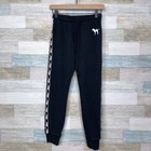Pink Victorias Secret Spell Out Side Strip Joggers Black White Lounge Womens Xs
