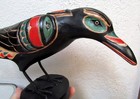 Hand Carved Tribal Style Wood Raven Figure 12 Inches Long  Great Home Decor