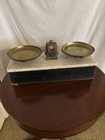 Antique French Late 1800s Balance Scale With Marble Top And Brass Pans