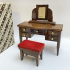 Vintage Concord Dollhouse Miniatures Vanity 5 Drawers W  Mirror Chair Dresser