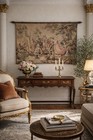 Antique French Pastoral Tapestry 3   x5    W  Original Cast Iron Hanger