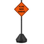 Heavy Duty 5 Ft Cast Iron Sign Post Holder And 17 3  Dia Wheeled Base Kit Set