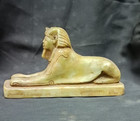 Antique Egyptian Sphinx Statue Hand Carved Stone Figurine Collectible Decor Bc