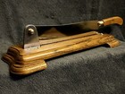 Vintage French Bread Baguette Guillotine Cutter Serrated Knife Blade Oak Base