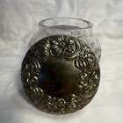 Antique Cut Crystal Dresser powder Jar  Silver Plate Lid  Victorian Era