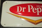 Original 1960 s Drink Dr Pepper Soda Pop Embossed Tin Sign W Cadillac Like V