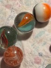 58 Vtg Glass Marbles Lot Estate Find Mixed Sizes Colors Swirls Cat Eyes Shooters