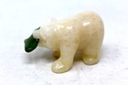 Hand Carved Cassiar Jade Polar Bear Figurene W Salmon By Lisa W  2 1 4 In  cert 