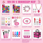 99 Pcs Kids Makeup Kit For Girls  Princess Toys Real Washable Cosmetics Set With