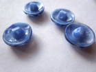 4 Vintage Blue On Blue Swirl Glass Sewing Buttons W  Shanks Gilt Edge