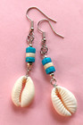 Blue Howlite Cowrie Shell Dangle Earring Sp Fish Hook Handcrafted  acta