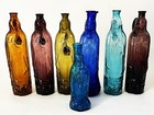 7 Vtg Mexican Virgen De Guadalupe Hand Blown Glass Bottles Avalos Virgin Mexico