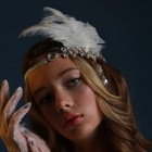 Women Head Chain Rhinestone Feather Droplet Fashion Jewel Metal Hair Chain 19019