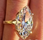10ct  Marquise Cut  Real Moissanite Solitaire Ring  Yellow Gold Plated
