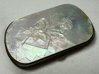 Antique Carved Mother Of Pearl Cameo Rose Coin Purse Calling Card Compact 1800s