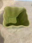 Mcm Green Vintage Usa Pottery Flower Pot Square Shape With Ruffle Top