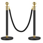 Velvet Rope Stanchion Posts 2 3 4 5pcs  Crowd Control Queue Barrier Gold Top