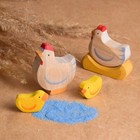 Wooden Farm Animal Figures Set Rooster  Hens And Chicks Children Handmade Toys