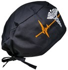 Scrub Cap Nurse Scrubs Hat Nursing Doctor Surgical Cardiologist Blk Caduceus Ekg