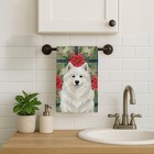 White Samoyed Christmas Poinsettas Kitchen Towel Wdk8799ktwl