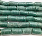 Ghana African Matched Dark Army Green Cylinder Recycled Glass Trade Beads