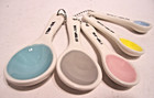 Rae Dunn Colorful White Ceramic Measuring Spoons 5 Pc  Set Nib- Special Buy