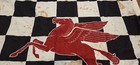 Vintage Mobil Gasoline Checkered Pole Flag Pegasus Sign Gas Pump Service Station