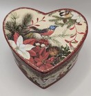 Punch Studio Christmas Birds   Poinsettia Decorative Keepsake Boxes Set Of 2
