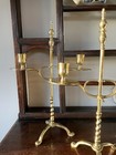 Pair Of 19th Century Brass    rise And Fall    Adjustable Brass Student Candelabra