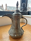 Etched C19th Antique Arabic Tinned Copper Handmade Dallah Coffee Pot Islamic Art