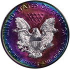 2021 American Silver Eagle 1 Oz  999 Fine Silver Coin - Artificial Neon Toning 