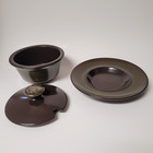 Vintage Franciscan Madeira Gravy Boat   Lid With Underplate Dark Brown Green