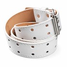 Genuine Leather Men s Two Row Double Row Prong Holes Casual White Belts Nwt