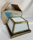 Vintage Nos Mid Century Brass   Glass Outdoor Ceiling Light Progress P7364