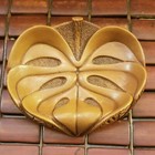 Vintage Aloha Hawaii Tiki Ashtray Leaf Coco Joe Monstera Leaf Hapa Wood Barware
