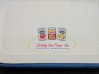 Stokely Van Camp Pork And Beans 1950s Advertising Enamel Metal Tray Blue Rim Vtg