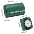 Watch Roll Travel Case 2 Slot Leather Cases  Stripe Texture Green